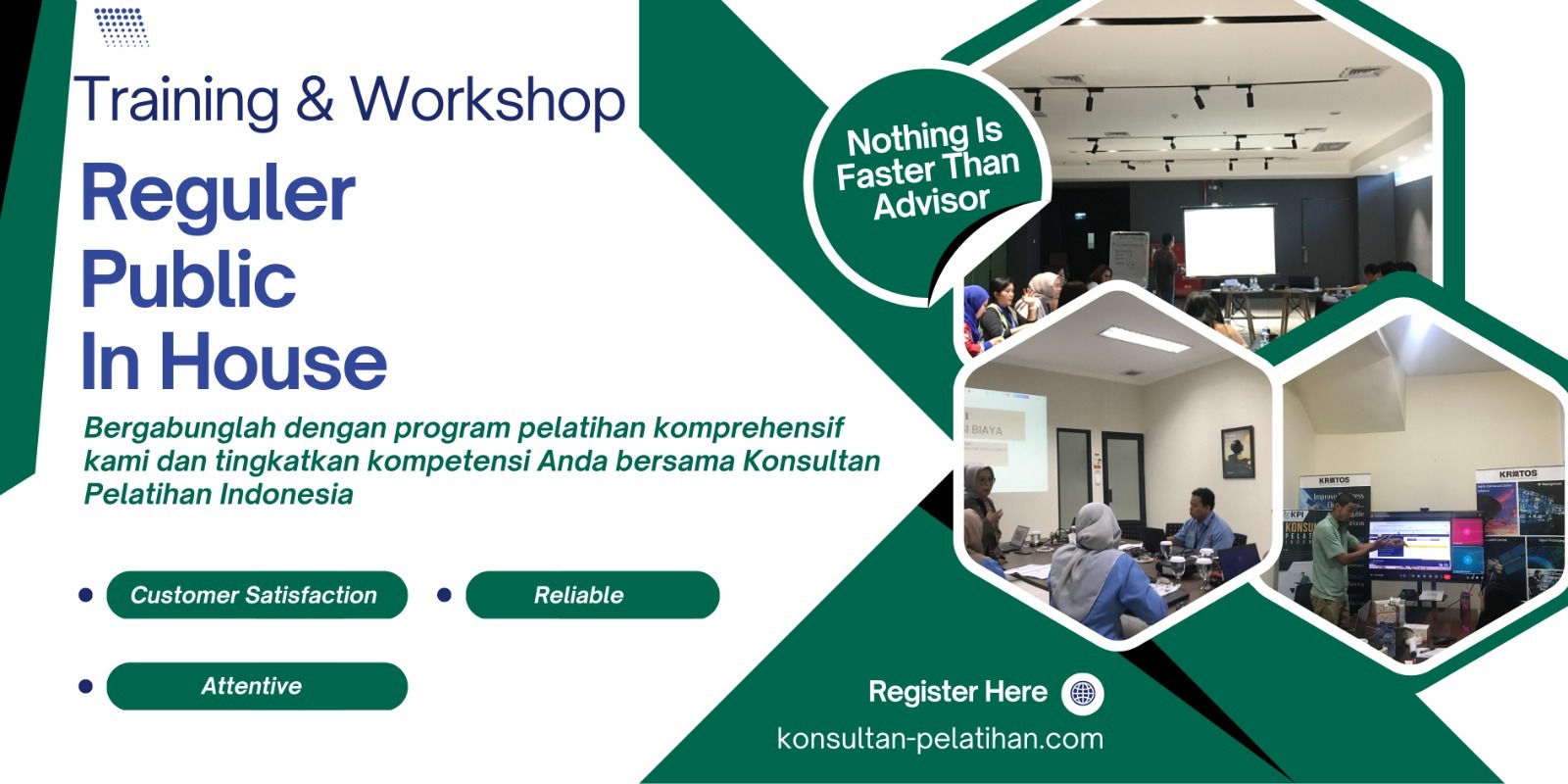 Segera ikuti pelatihan dan training bersama Konsultasi Pelatihan Indonesia yang menyediakan layanan training bagus, terbaik, termurah, fasilitas lengkap dan akomodasi aman untuk pengembangan kompetensi untuk organisasi dan individu di Indonesia.
